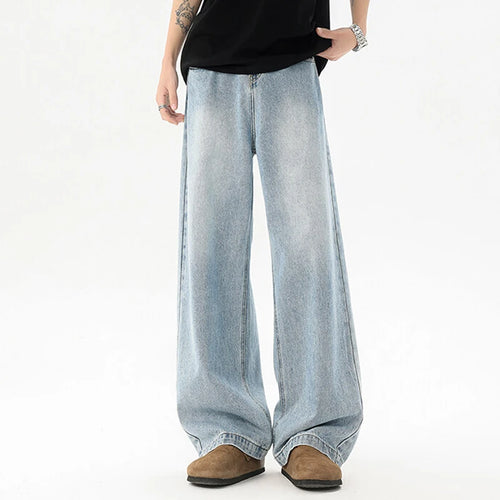 Load image into Gallery viewer, Men&#39;s Jeans New Korean Washed Tide Straight Leg Design Handsome Male Trousers Solid Color Stylish Simple Trousers 9W1644
