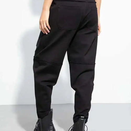 Load image into Gallery viewer, High Elastic Waist Black Big Pocket Long Casual Harem Pants New Trousers Women Fashion Tide Spring Autumn 2025 1DH5065
