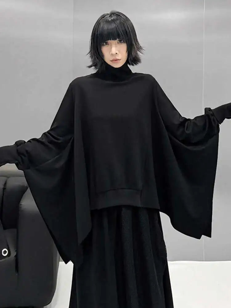 Black Sweatshirt Half-body Skirt Two Pieces Suit New Turtleneck Long Sleeve Women Fashion Tide Spring Autumn 2025 1DH8611