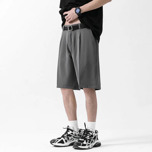 Load image into Gallery viewer, Fashion Men&#39;s Suit Shorts Loose Ice Silk Solid Color Summer Casual Kroean New Trendy Male Five Quarter Pants 2025 9W1349
