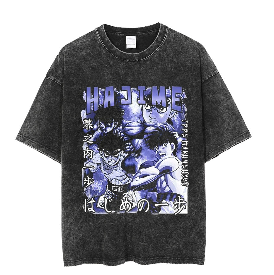 Vintage Washed Tshirts Anime T Shirt Harajuku Oversize Tee Cotton fashion Streetwear unisex top Medusa