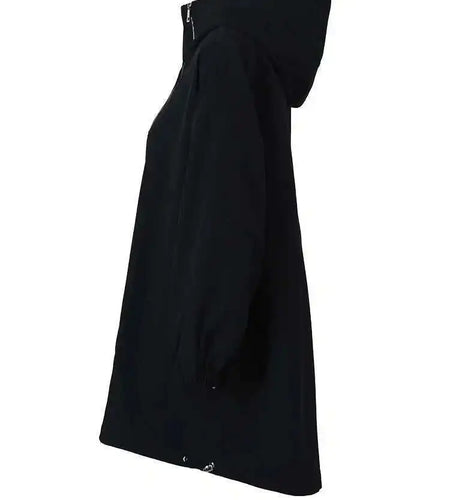 Black Zipper Irregular Big Size Long Jacket New Hooded Long Sleeve Women Coat Fashion Spring Autumn 2025 1DF165801