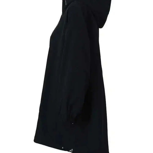 Load image into Gallery viewer, Black Zipper Irregular Big Size Long Jacket New Hooded Long Sleeve Women Coat Fashion Spring Autumn 2025 1DF165801
