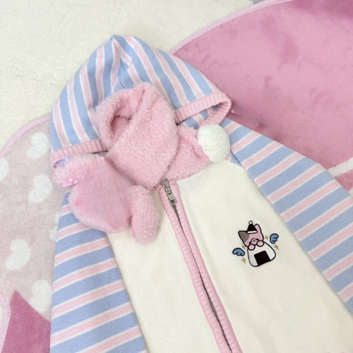 Load image into Gallery viewer, Japanese Stripe Patchwork Cardigans Women Y2k Aesthetic Cartoon Embroidery Sweater Streetwear Hooded Grunge Loose Zipper Coats
