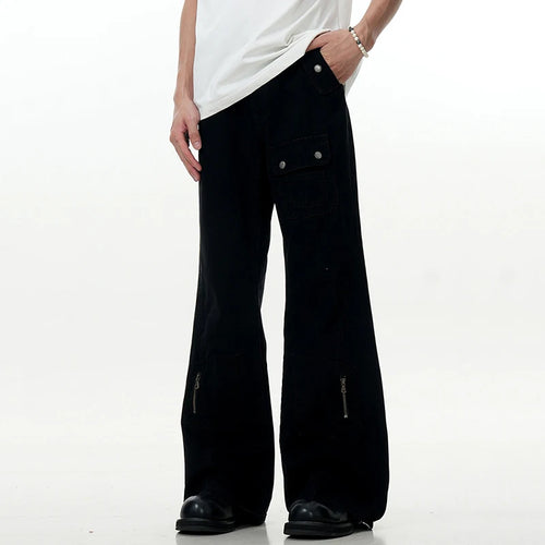 Load image into Gallery viewer, Men's Cargo Pants New American High Street Zipper Design Straight Wide Leg Solid Color Simple Male Trousers 2025 9W1954
