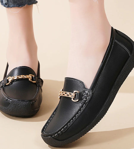 Woman Shoes Leather Casual Shoes With Low Heels Loafers Women's Flats 2025 New Zapatos De Mujer Elegant Heel Footwear Women