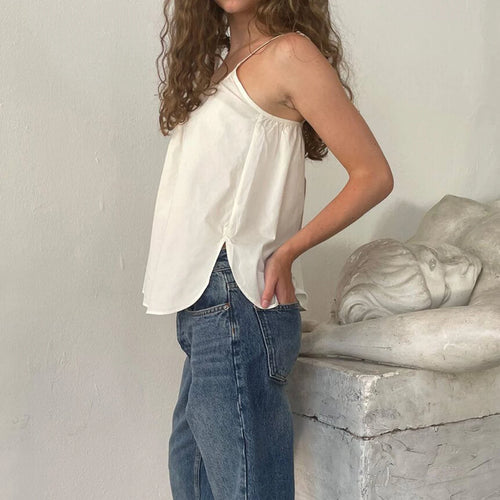 y2k Crop Tops Women Clothes Stripe Print Spaghetti Strap Scoop Neck T Shirts Vest 2000s Clothing Summer Streetwear