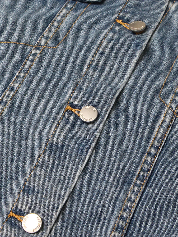 Solid Spliced Tassel Denim Jackets For Women Lapel Long Sleeve Patchwork Single Breasted Loose Casual Jacket Female
