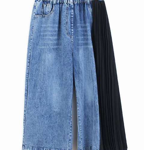 Load image into Gallery viewer, High Elastic Waist Denim Pleated Long Wide Leg Pants New Loose Fit Trousers Women Fashion Tide Spring Autumn 2025 1DF7228
