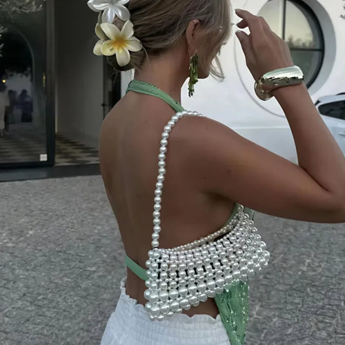 Load image into Gallery viewer, Glitter Deep V Neck Sexy Tank Tops Women Vest Pullovers Summer New Sparkle Backless Cropped Tops Elegant Beach Tops
