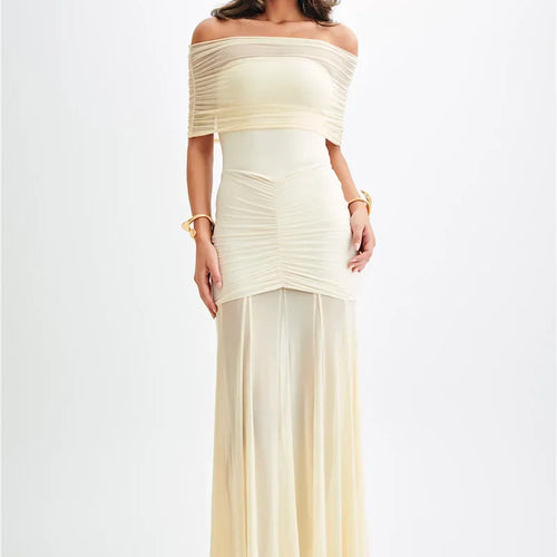 Load image into Gallery viewer, Mesh Strapless Off-shoulder Sexy Ruffled Mini Dress For Women Fashion Backless High Waist Female Ruched Party Dress
