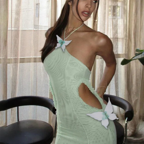 Load image into Gallery viewer, Sexy Sleeveless Hanging Zero Hollow Out  Bow Slim Dress For Women Elegant Bodycon Backless Fishtail 2025 Party Vestidos
