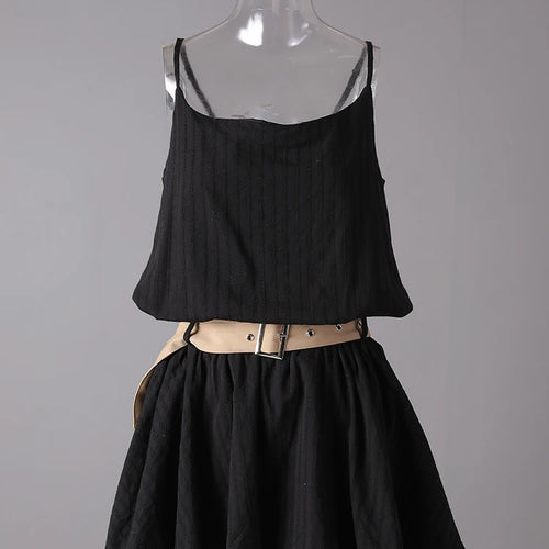 Load image into Gallery viewer, Women White Belted Elegant Spaghetti Strap Mini Dress New Round Neck Sleeveless Fashion Tide Spring Summer 2025 CPG3145
