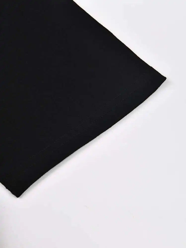 Women Black Layers Mesh Long Big Size Dress New Round Neck Short Sleeve Loose Fit Fashion Tide Spring Summer 2025 16R3054