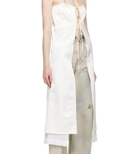 Solid Slimming Spliced Lace Up Fashion Vsts for Women Square Neck Sleeveless Hollow Out Vest Female Clothing New