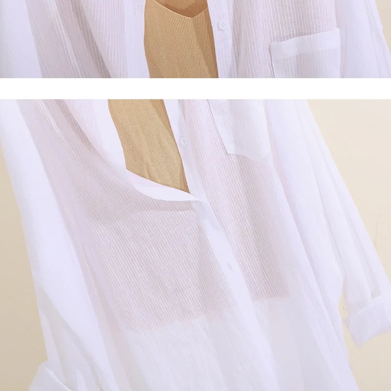 Summer Long Sleeve Women's Shirt 2022 Fashion Loose Temperament Blouse Sunscreen Coat All-match Casual Shirts Clothing
