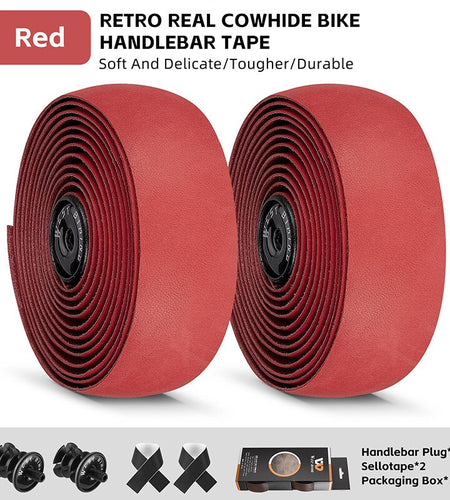 Genuine Leather Handlebar Tape For Road Bike Retro Color Drop-Bar Bike Handlebar Winding Gravel Bicycle Accessories