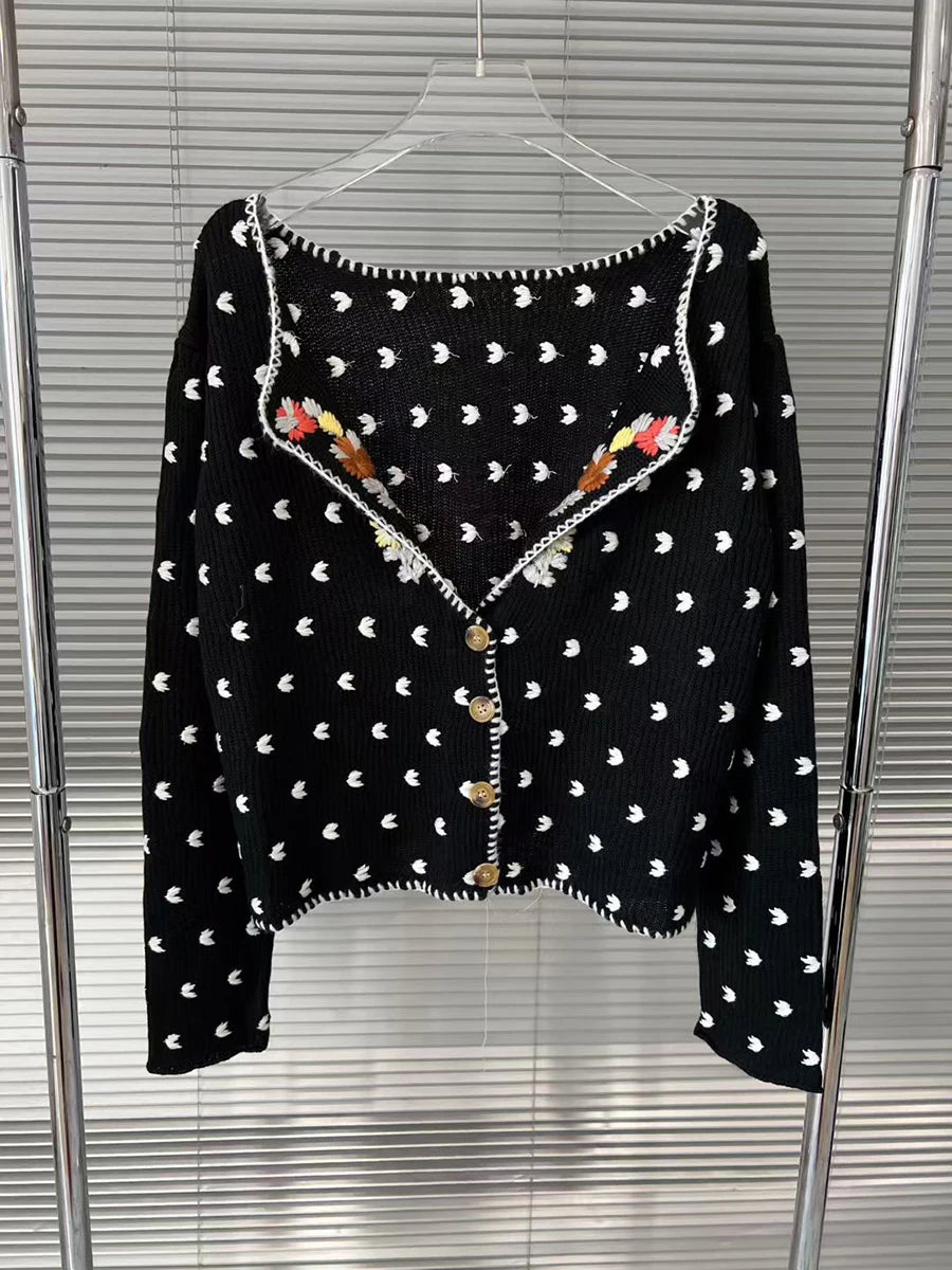 Hit Color Slimming Two Piece Sets for Women V Neck Long Spliced Embroidery Cardigan Patchwork Lace Vest Set Female