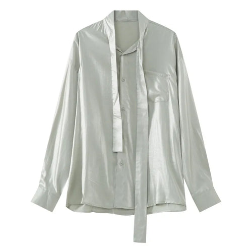 Load image into Gallery viewer, Stylish Men's Shirts Stand Collar Solid Color Tie Design Drape Pocket Single Breasted Loose Male Long Sleeve Tops 9W1185
