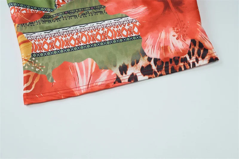 Leopard Print Sexy 2 Piece Sets Women Summer Fashion Lace-up Halter Crop Tops And Maxi Skirt Female Party Two Piece Set