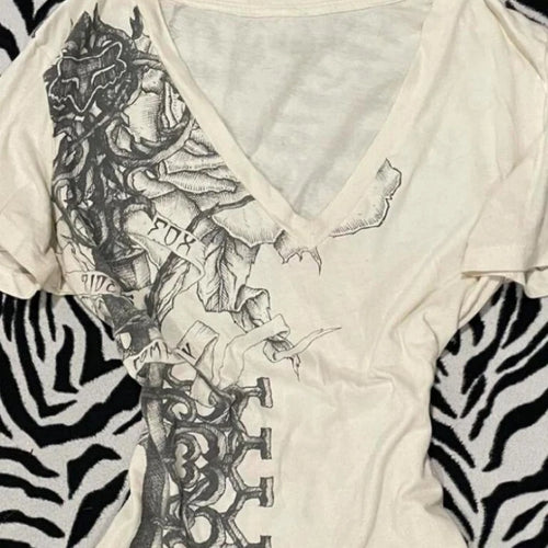 Load image into Gallery viewer, Y2k Aesthetic White Printing Punk Fairy Tshirts Harajuku Women Casual Bodycon Vintage Tees 2025 Summer Grunge Streetwear Tops
