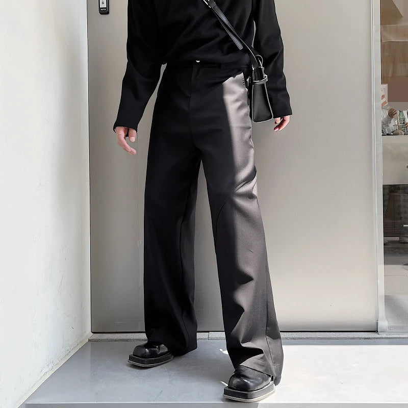 Suit Pants Wide Leg Solid Color Zipper Pocket Casual Men's Trousers Summer Fashion Tide Temperament 9C5230