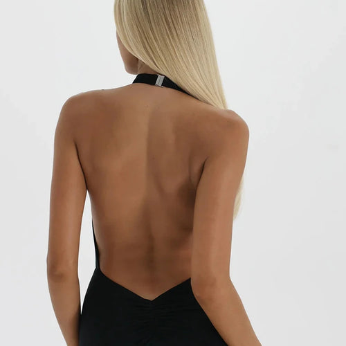 Load image into Gallery viewer, Sexy Swinging Collar High Slit Women Maxi Dress Backless Slim Fit Dress Party Dance Nightclub Female Clothing 2023 New
