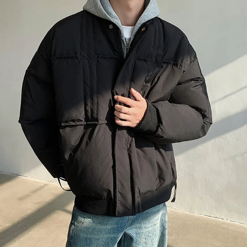 Load image into Gallery viewer, American Round Collar Cotton Jackets Men Thickened Fashion Casual Solid Color Niche Design Button Pocket 2024 Winter 9C8960
