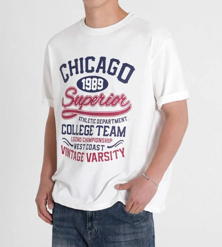 Korean New Summer Men's T-shirts Letter Printed Short Sleeved T-shirt Loose Round Collar Korean Stylish Male Top 9W1631