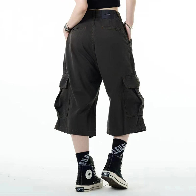 Men's Causal Cargo Pants New American Style Threedimensional Pocket Design Straight Leg Stylish Male Loose Bottoms 9W1859