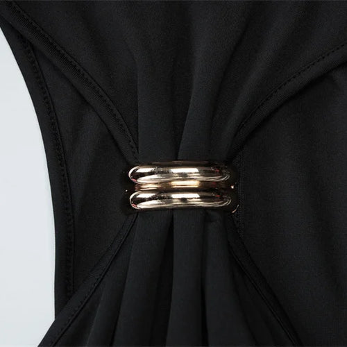 Load image into Gallery viewer, Summer Sleeveless Sexy Mini Dress Women Fashion Metal Ring Turtleneck Off-shoulder Strapless Club Party Dress Y2k
