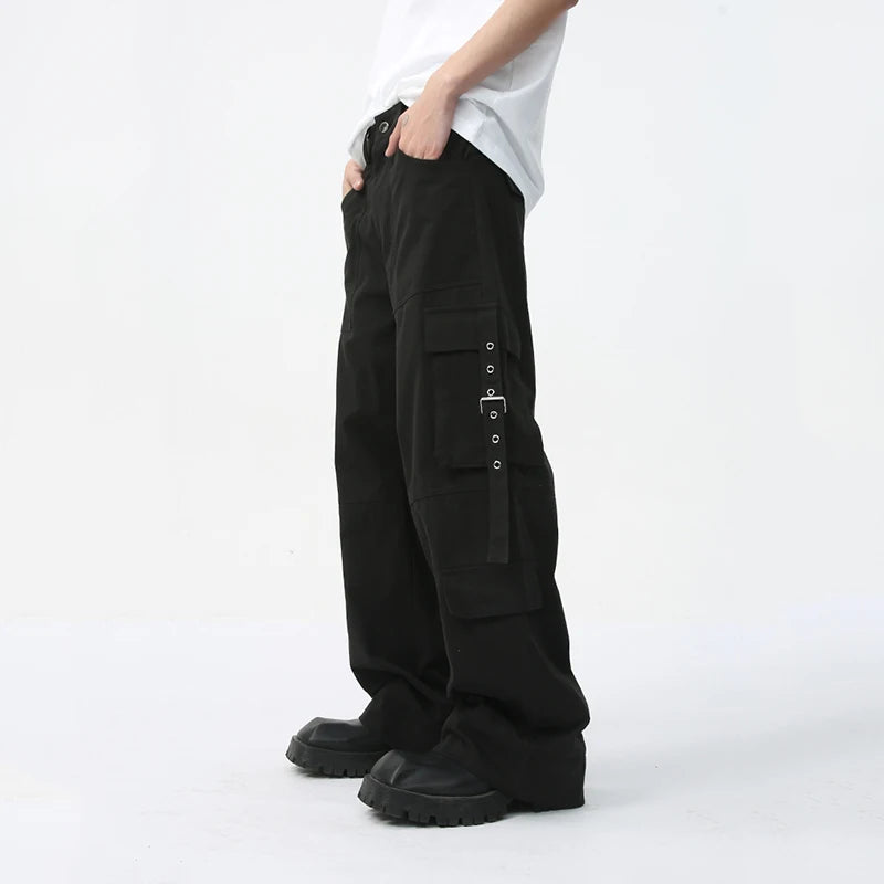 Men's Cargo Pants Long Summer Mid-rise Multi-pocket Design Fashion Loose Casual Male Overalls High Street 9C5680