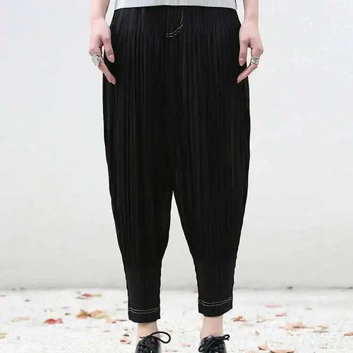 Load image into Gallery viewer, High Elastic Waist Black Pleate Long Harem Pants New Loose Fit Trousers Women Fashion Tide Spring Autumn 2025 1DF7971

