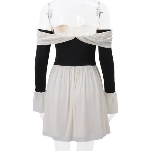 Load image into Gallery viewer, Elegant Strapless Backless Sexy Mini Dress For Women Red Off-shoulder Long Flare Sleeve Pleated Club Party Dress 2024
