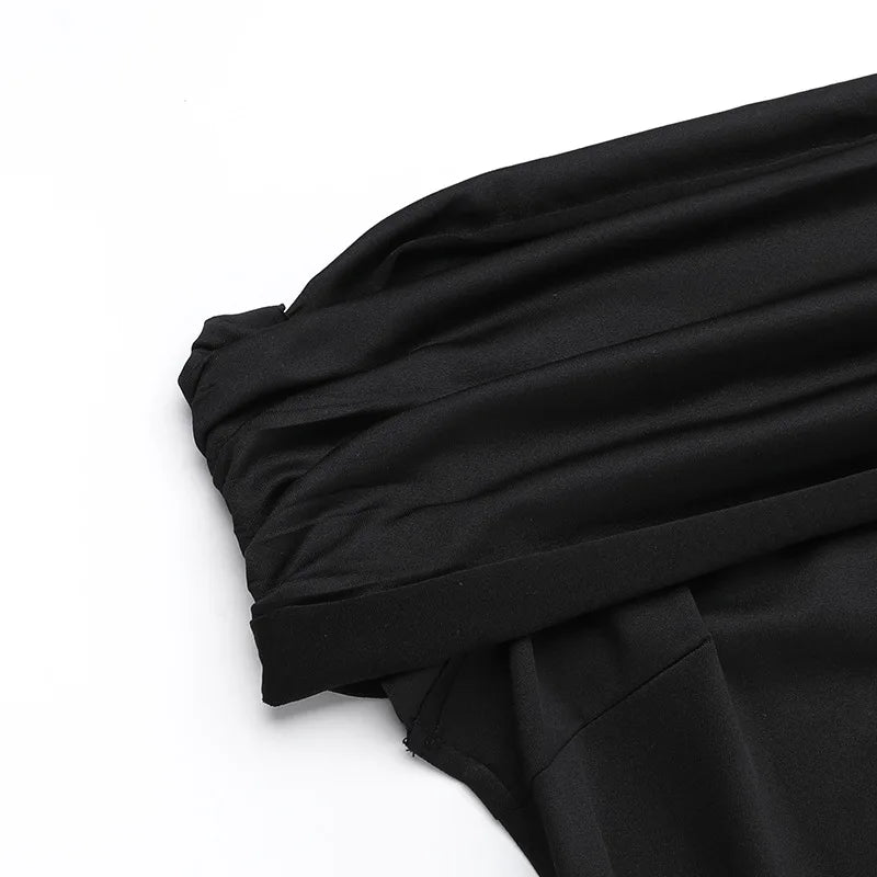 Strapless Backless Sexy Maxi Dress For Women Black Solid Off-shoulder Sleeveless Bodycon Club Party Long Dress Elegant