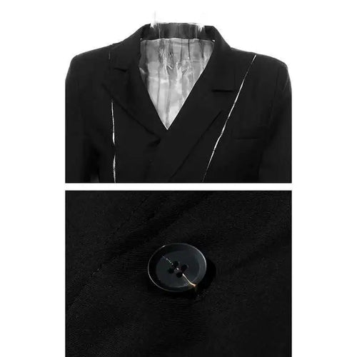 Load image into Gallery viewer, Women Black White Striped Spliced Irregular Dress New Round Neck Full Sleeve Loose Fit Fashion Spring Autumn 2025 1A320
