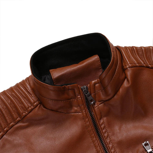 Load image into Gallery viewer, Brand Men&#39;s Leather Jacket Coat Men Casual Biker Zipper Jackets Male New Brand Slim Fit Motorcycle Leather Jackets Men
