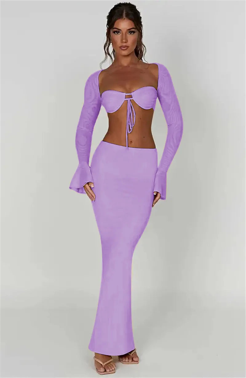 Thickened Fabric Sexy Maxi Skirt Women 2023 Autumn Winter New Solid High Waist Skinny Club Party Long Skirt Elegant