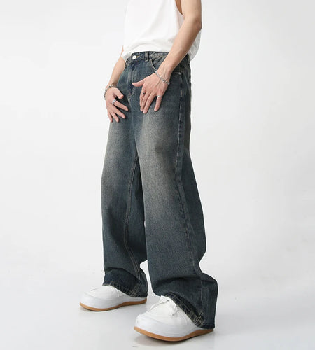 Men's Wear Denim Pants New Korean Straight Washed Jeans Loose Ins Trendy Male Trousers Summer Fashion Tide Men 9C4736