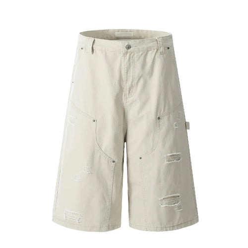 Load image into Gallery viewer, Men's Cargo Shorts New American Hip Hop Style Worn-out Hole Design Large Silhouette Multi Pockets Trendy Male Pants 9W1768
