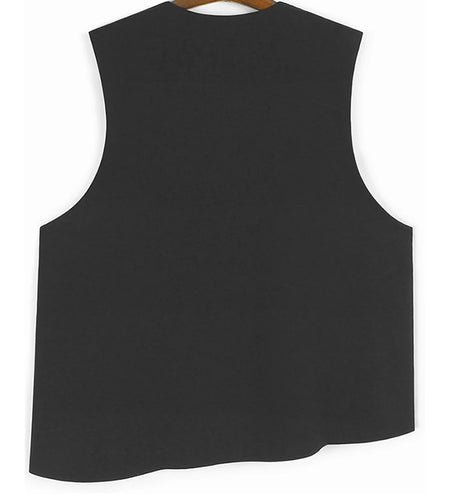 Black Vest Perspective Half-body Skirt Two Pieces Suit New V-Neck Sleeveless Women Fashion Tide Spring Autumn 2025 1DJ1102