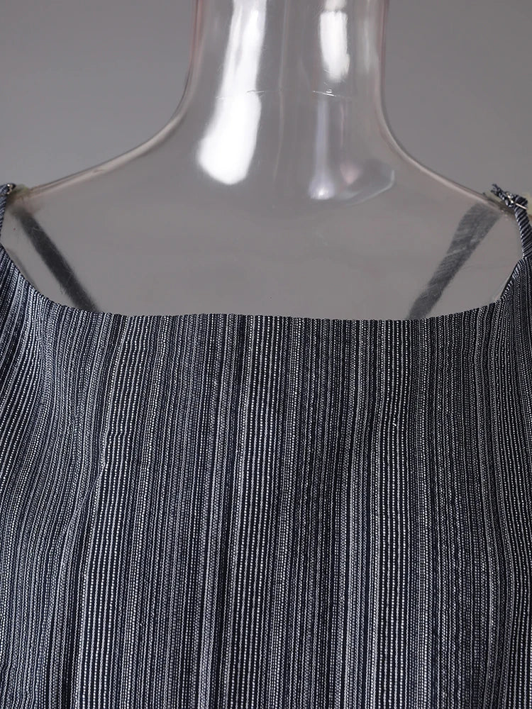 Women White Belted Elegant Spaghetti Strap Mini Dress New Round Neck Sleeveless Fashion Tide Spring Summer 2025 CPG3145