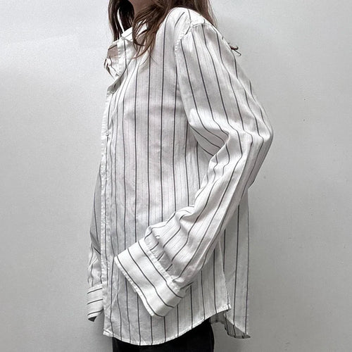 Load image into Gallery viewer, Fashion Chic Loose Stripe Women Blouse Tops Long Sleeve Spring Autumn Buttons-Up Streetwear Shirts Cardigan Clothing
