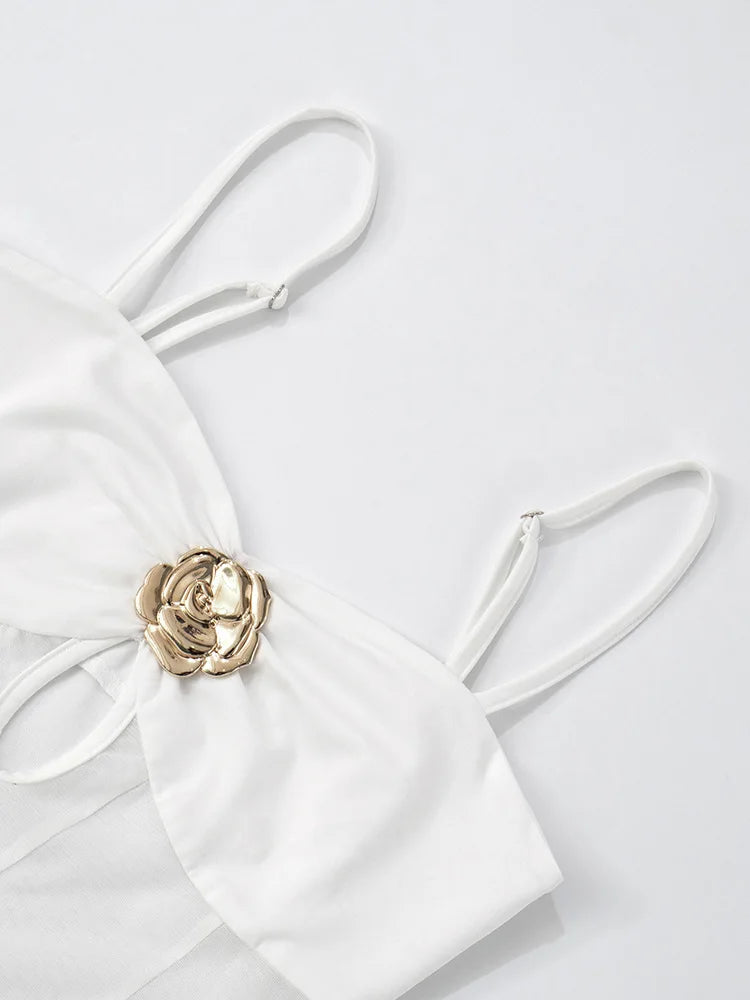 See Through Spaghetti Strap Sexy Maxi Dress For Women Gown Summer New Metal Buckle Sleeveless Backless Beach Long Dress