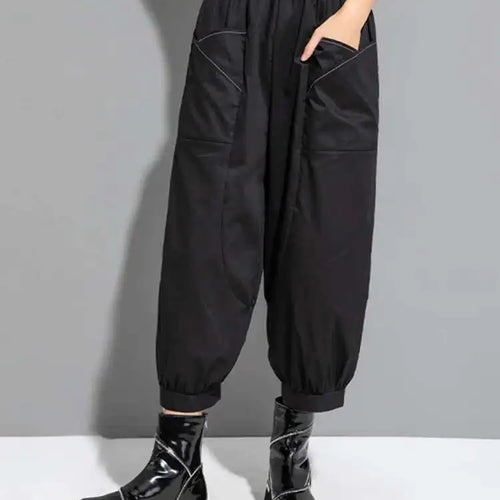 Load image into Gallery viewer, High Elastic Waist Black Pocket Thin Casual Harem Pants New Loose Fit Trousers Women Fashion Spring Autumn 2025 1DF6508
