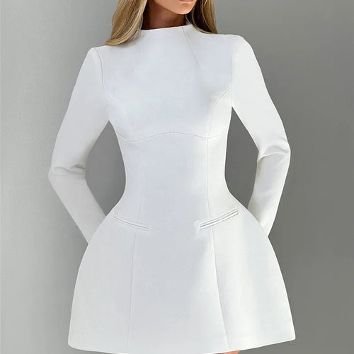 Load image into Gallery viewer, Long Sleeve Backless Sexy Mini Dress For Women Autumn Winter New O Neck High Waist A-line Club Party Sexy Dress Elegant
