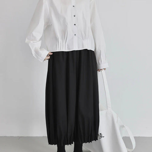 Load image into Gallery viewer, Women White Pleated Elegant Button Big Size Blouse New Lapel Long Sleeve Shirt Fashion Tide Spring Autumn 2025 1DJ0836
