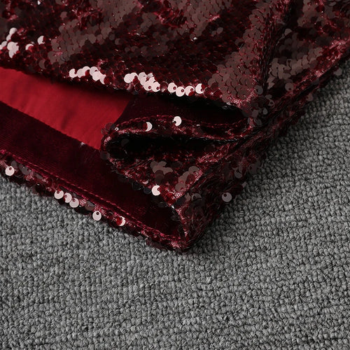Load image into Gallery viewer, High Waist Wine Red Sequins Shining Elegant Mini Half-body Skirt Women Fashion Tide New Spring Autumn 2025 11A0892
