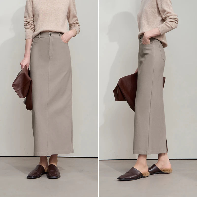 Women's Skirt 2025 Autumn New Solid Elegance Simple Style Straight Long Skirt Casual Versatile Women's Clothing 12543187