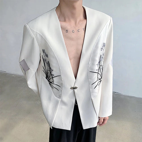 Load image into Gallery viewer, Male Suit Coat New Chinese Orchid Embroidery Decoration Single Breasted Trendy Handsome Men's Casual Clothing 9W1702
